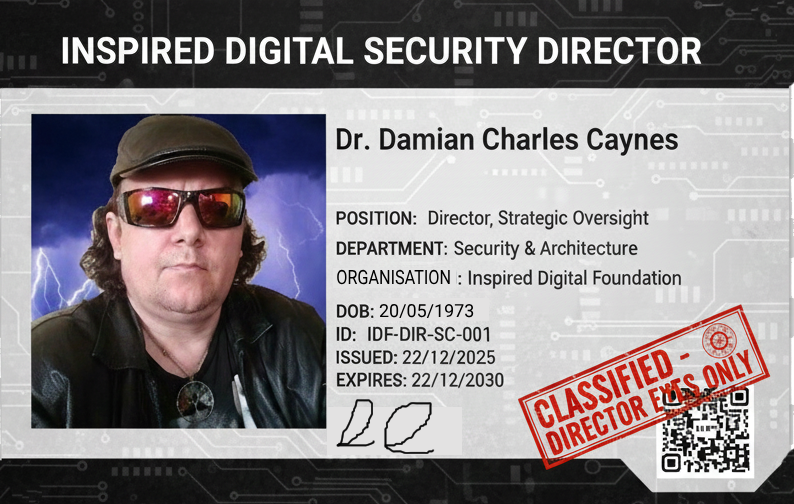 Dr. Damian Charles Caynes — Inspired Digital Security Director ID card