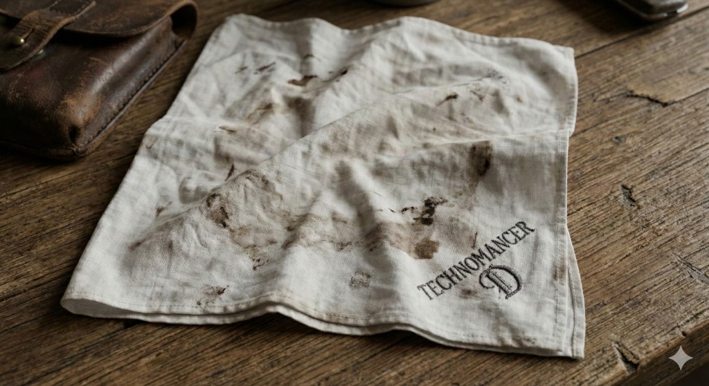 Technomancer D embroidered napkin — Official Maintenance SOP